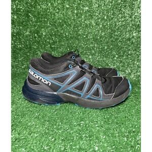 Salomon Speedcross Trail Running Shoes Youth Size 2 Black Blue Comfort Sneaker